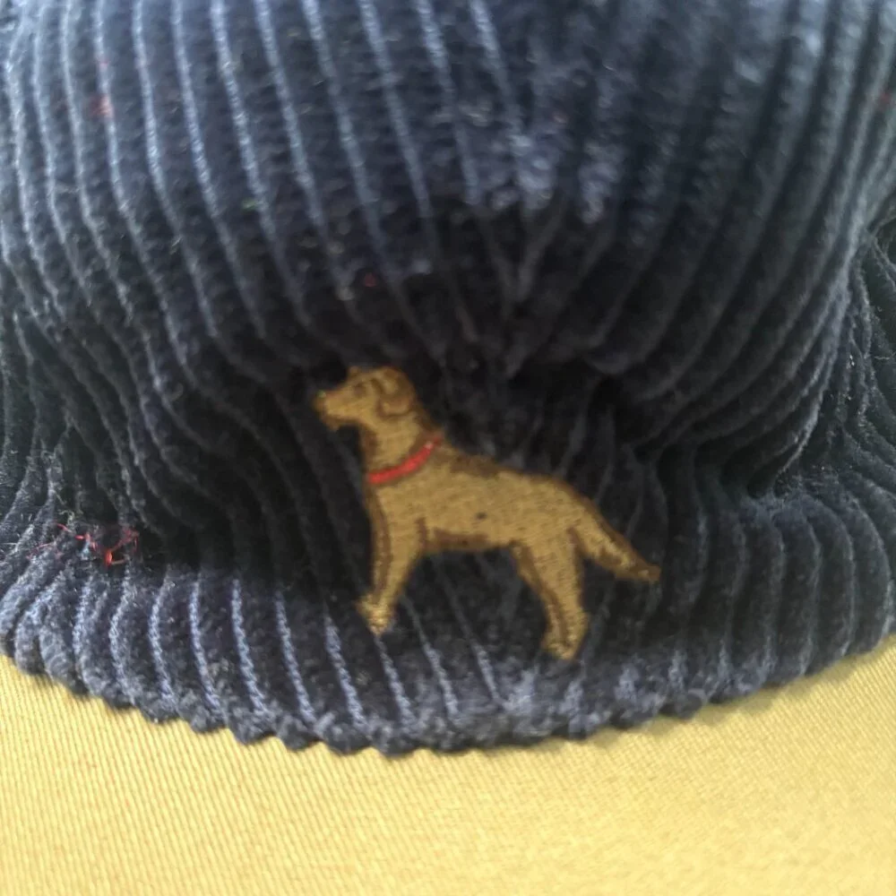 Kitestrings Corduroy Embroidered Dog Cotton Baseball Cap Hat Navy Size Small